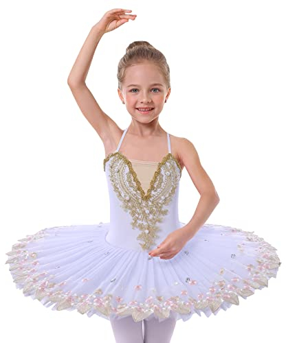OBEEII Ballettkleidung M�dchen T�t� M�dchen Ballettkleid M�dchen Ballettrock M�dchen Schwan Ballettanzug M�dchen Ballettkleidung Kinder Eiskunstlauf Kleider M�dchen Kost�m Ballerina M�dchen 7-8 Jahre