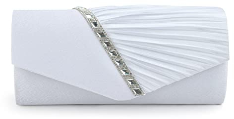 EVEOUT Satin mit Kristall Abend Clutch Handtasche für Damen Schultertasche Hochzeitsfeier Prom Geldbörse für Damen Brauttasche