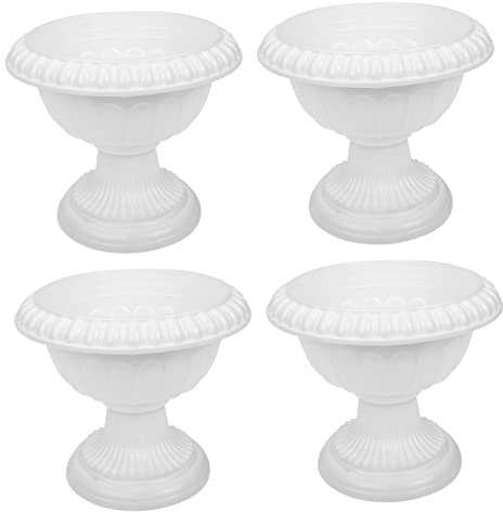 Veemoon Pot De Fleur De Colonne Romaine De 4 Pièces Pot De Fleur De Colonne Romaine D'urne Classique Blanche pour Le Jardin