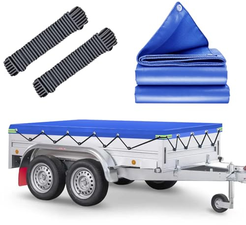 Bâche Remorque, 256x145x8cm Bache Remorque, IMPERMÉABLE Protection Plate avec Corde, Idéal pour Pongratz LPA 250/13 und 750kg/850kg/1000kg/1300kg/1500kg/2000kg 251x137cm Remorque