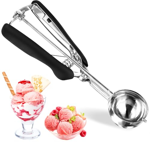 Eisportionierer Eislöffel Edelstahl Poliert Eisportionier mit Auslöser Cookie Scoop Poliert Edelstahl 5cm für Eiscreme Plätzchen Kuchen Teig