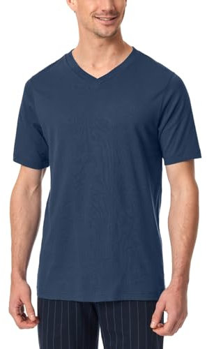 Schiesser Herren Schlafshirt Kurzarm V-Ausschnitt Bio-Baumwolle-Mix + Relax Pyjamaoberteil, royal_182181, 48