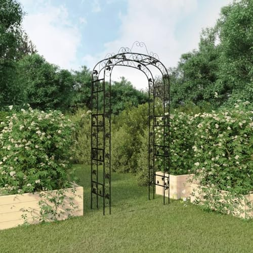 JUDYY Arco de jardín Acero Negro 116x45x240 cm, Arco Jardin Exterior, Rosal Trepador, Arco Boda, Arco para Plantas Trepadoras, Arco Flores