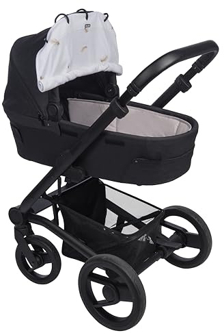 Dooky Parasol universal - Diseño de plumas, cubierta UV ajustable para cochecitos, asientos de coche y cochecitos, toldo de protección solar para bebés