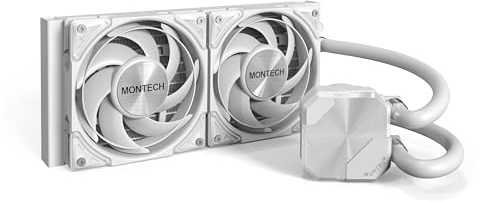 MONTECH HyperFlow Silent 240 White - Ultra-leiser AIO Liquid CPU-Kühler, 3100 U/min Pumpe, Triple Silent Lüfter, hocheffizienter Heizkörper für überlegene Wärmeableitung, Intel & AMD kompatibel,