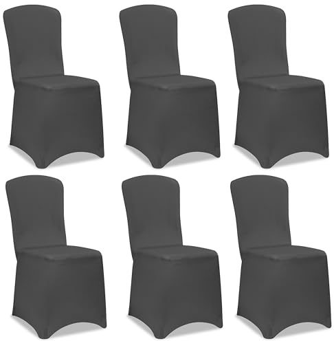 Detex® 6X Housse de Chaise Anthracite Tissu Stretch Opaque Infroissable Amovible Mariage fête réception