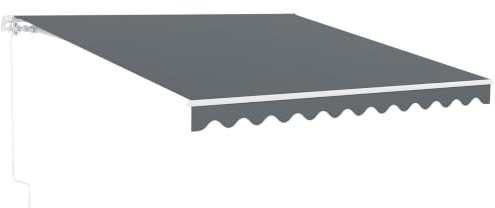 COSTWAY Markis med vev, ledad markis, solskydd, balkongmarkis solmarkis 5–35° vinkeljusterbar, terrassmarkis, klämmarkis för balkong och veranda (grå, 360 x 300 cm)