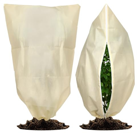 2 Stück Pflanzenschutz Winter,80x120cm Winterschutz für Kübelpflanzen,Atmungsaktiv,Reißfest,Wiederverwendbar, mit Reißverschluss Zugband,Geeignet für Topf- und Kleinpflanzen