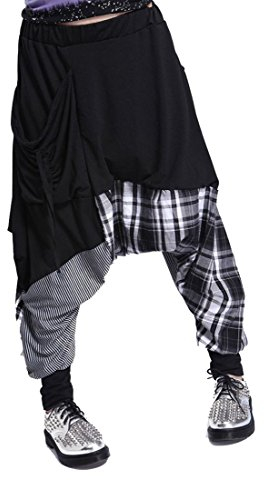 ELLAZHU Damen Locker Hippie Strang Gitter Bild Hose GY206 Onesize, Schwarz, Einheitsgröße