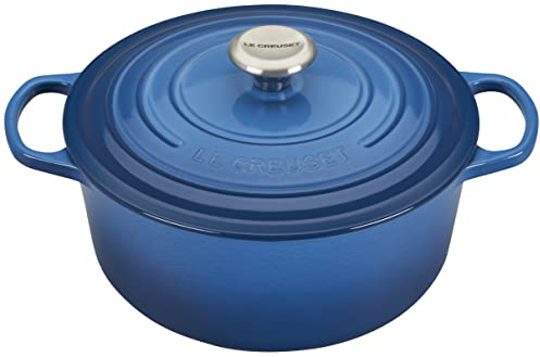 Le Creuset Signature Gusseisen-Bräter mit Deckel, Ø 26 cm, Rund, Für alle Herdarten und Induktion geeignet, Volumen: 5,3 l, 5,135 kg, Marseille