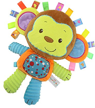 StoHua Monkey Taggie Activity Blanket and Sensory Toy Baby Gifts for Newborns Baby,Infant,Lovey Soft Toy - Clam Down and Play Your Baby, Baby taggy Toy