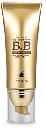 Deoproce Pearl Shining BB Cream Snail Galac SPF50+/PA+++ Face Moisturizer Skin Tone Correction Blemish Covering UVA/UVB Block reduction Korean Makeup Anti Wrinkle (#21 Natural Beige)