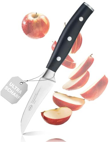 RÖSLE Schälmesser Tradition 8 cm - Hochwertiges Küchenmesser zum Schälen von Obst und Gemüse, gebogene Klinge aus Klingenstahl, ergonomischer Griff, scharfes Küchenmesser für präzises Arbeiten