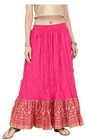 Jupes pour femme indiennes traditionnelles évasées - Tunique pour Kurtis, rose, Taille XL