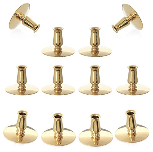 NKlaus 12x Portacandele in ottone Portacandele d'oro Candele d'altare sottili fino a Ø0,9cm Matrimonio 6730