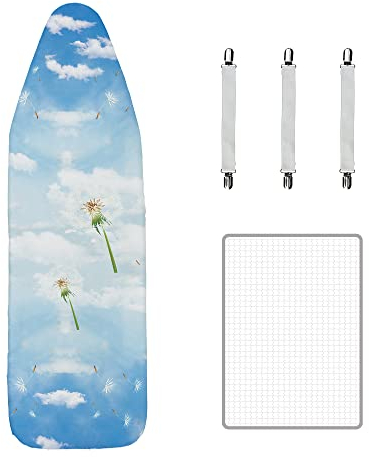 Maishijie Ironing Board Covers 135x45cm（53x18）With Thick 3mm Foam，Fit For 127x37cm （50x14.6） Ironing Board Max，Include 3 Fasteners and Protective Scorch Mesh Cloth
