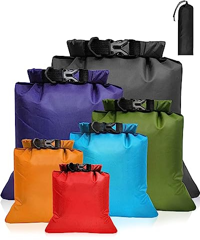 MOXTOYU Dry Bags Waterproof Set 6 Pack, Lightweight Large Capacity in 8L 5L 3.5L 3L 2.5L 1.5L Organizer Storage for Camping Outdoor Hiking Fishing Cycling Sack (DNAT-drybag-6pcs)