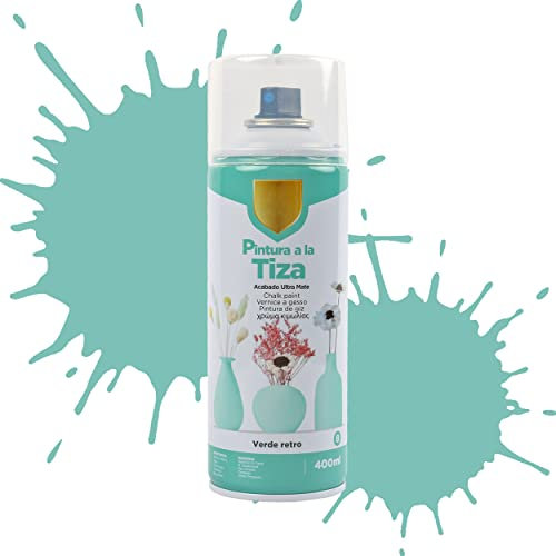 Etrexonline Pintura en Spray Ultra Mate a la Tiza, Chalk Paint Spray, Ideal para Metal,Madera y Cerámica, Acabado de Estilo Vintage -Colores Verde Retro (Colores Verde Retro, 400ml, 1 Unidad)
