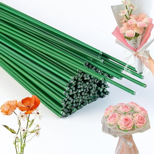 AMDZGLB Blumendraht Grün 100 Stück Blumendraht 30CM Floristendraht Länge 2mm Durchmesser Blumenstäle für Handwerk Kranz, Blumenstrauß