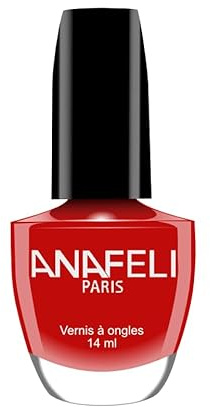 Vernis à Ongles ANAFELI - Rouge Vif n° 74 - Pinceau large pour une application facile
