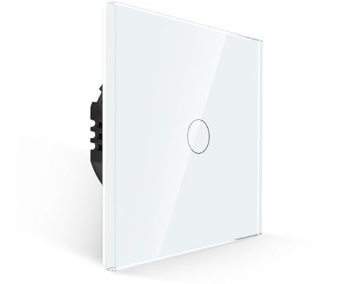 PULSAR Touch Schalter 230v Unterputz 1 Fach Glas Weiß, Sensor Lichtschalter 86 x 86mm Wandschalter mit LED Beleuchtung
