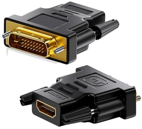 Adaptador de audio DVI (24+1) macho a HDMI hembra en color negro, ideal para conectar dispositivos de video y audio, garantizando calidad y versatilidad en tus conexiones.