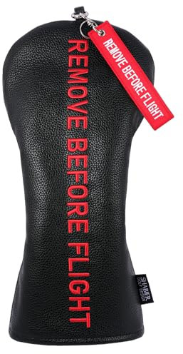 SHABIER Schwarze Golfschlägerhaube mit rotem Remove Before Flight Design für Driver Club