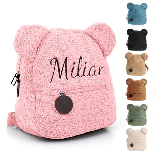 Personalized Toddler Backpack with Name, Customized Kids Back Pack for Boy & Girls, Custom Cute Small Bag Child Bookbag for School & Travel, Preschool Kindergarten Elementary Mini Backpack (Pink)