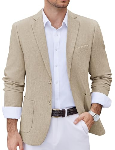 COOFANDY Mens Linen Blazer Casual Business Sport Coat Lightweight Luxury Print Lined Jackets