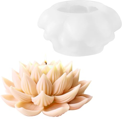ZMDMAH 3D - Stampo per candela in silicone a forma di fiore di loto