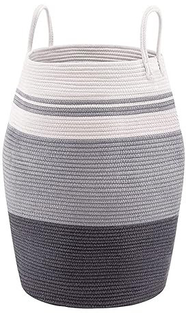 Cesto di Cesto di Biancheria di Cotone, Cesto di Conservazione a capacità 100L con Manici Morbidi, Bidone Intrecciato Pieghevole Compatto, per Abiti Sporchi, Giocattoli, Coperte