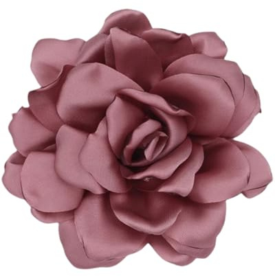 LOZTBUE 1 Stück Rosen-Blumenbrosche, große Musselin-Brosche, Haarspange, klassisch, elegant, handgefertigt, Blumenbrosche, geeignet für Hochzeit, Party, Tanz (Rosa)