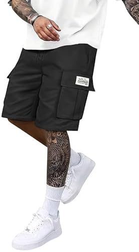 Oanviso Pantaloncini Cargo Uomo Estivi Larghi Baggy Corti Sportivi Running Shorts Pantaloni Casual Gamba Dritta Jogging Bermuda al Ginocchio Short con Tasche