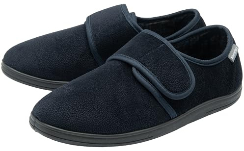 NorthSole Mens Slippers Easy Close Rip Tape Fastening - Navy - UK 8