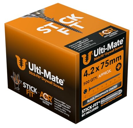 Ulti-Mate Stick-Fit Drywall Screws - 4.2 x 75mm (500 pcs)