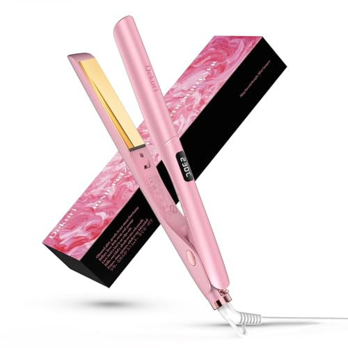 Piastra per capelli Dekuri 2 in 1, arriccia e liscia, piastra liscia in titanio, riscaldamento rapido in 30 secondi, display LED 120-230°C, piastra ionica per capelli da donna - Rosa