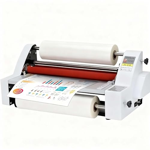 SIEEOUR Laminateur 4 Rouleaux Chaud Froid,Machine De Laminage Double Face 350mm Avec Affichage Numérique,Laminage Thermique Simple Et Double Face Pour Placage Bois,Bureau École Commercial