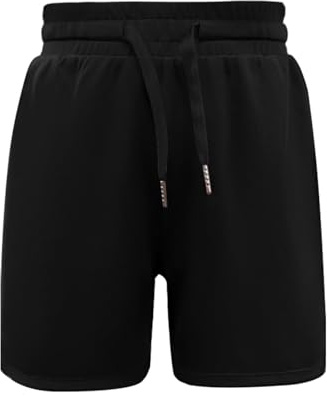 Haloumoning Pantalones cortos de verano para niño, pantalones cortos de deporte para niños, monocolor, secado rápido, ligeros, abertura lateral, pantalones de baloncesto con cintura elástica, Negro