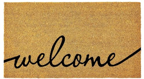 KANKUN Bold Coco Coir Door Mat with Heavy Duty Backing, Welcome Doormat (17 x 30), Doormat Entrance (Bold Welcome)