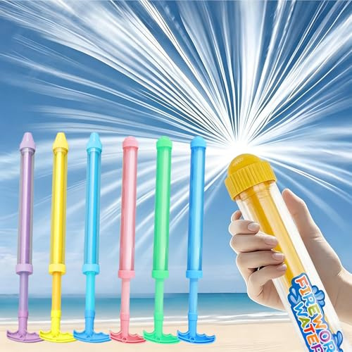 Lot de 6 Pistolet a Eau Feu d’Artifice &Jet Direct pour Enfants & Adulte, 41cm, Pistolet à Eau Haute Pression Puissant Pull-Out avec Buse Multi-Trous,Piscine d'été Plage Jeux d Eau Jouets