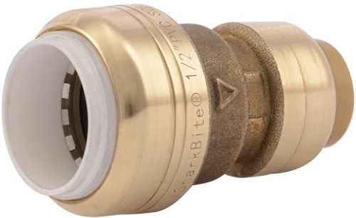 SharkBite 1/2 Inch CTS x 1/2 Inch PVC Transition Coupling, Push to Connect Brass Plumbing Fitting, PEX Pipe, Copper, CPVC, PE-RT, HDPE, UIP4008A