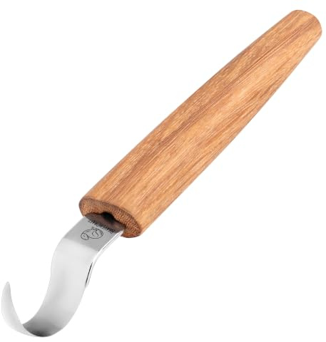 BeaverCraft Cuchillo Curvo SK1 para Tallar Cucharas – Herramienta de Tallado para Diestros – Cuchillo para Cucharas, Cuencos y Tazas – Herramientas de Tallado para Principiantes y Profesionales