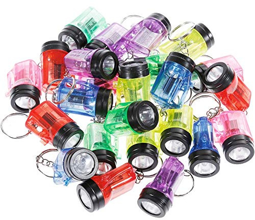 GOLDGE 24 Pezzi Mini Torcia LED Portachiavi, Torcia Portatile a Batteria Multiuso Regalo di Festa Compleanno per Bambini Gadget a 6 Colori