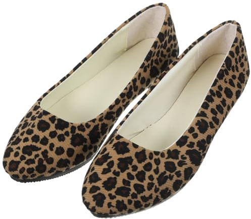 Holibanna Fashion Leopard Print Pointed Toe Flat Shoes for Women Comfortable Slip-on Ballerinas for Casual and Formal Occasions (Khaki Leopard Size 39)