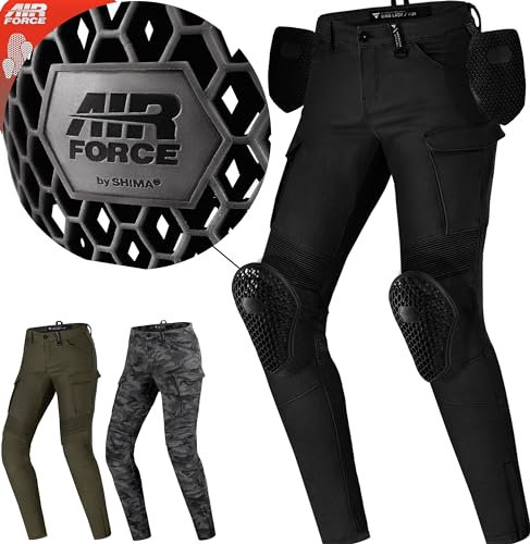 SHIMA GIRO 2.0 LADY Motorradhose Damen - Elastische, Slim Fit, Cargo Biker Hose Damen mit DuraQL Schicht, Knie und Hüft Protektoren, Oberschenkeltaschen (Schwarz, 24 LONG)