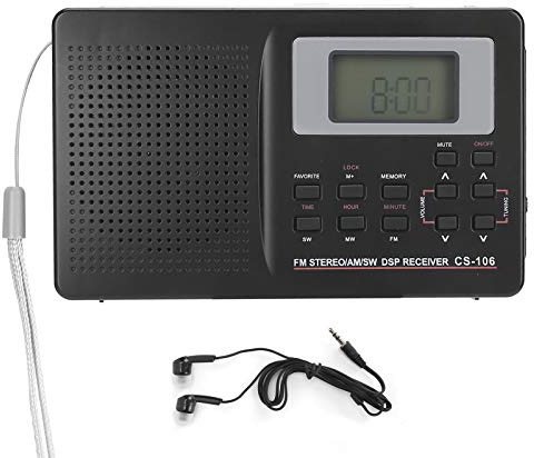 Full Band Radio, CS-106 FM/AM/SW/MW Receiver High Sensitivity with Support Frame Equipped with Ear‑in Headphone Portable Radio