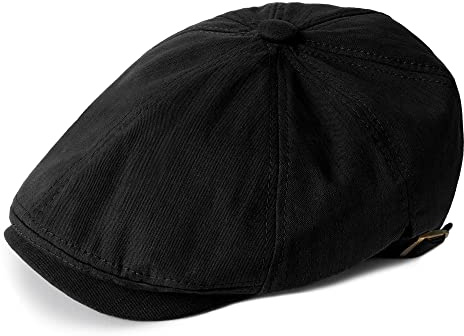 Eoslya Mens Flat Cap - Newsboy Caps for Men, 8 Panel Adjustable Cotton Classic 1921s Gatsby Peaky Newsboy Flat Caps Baker Boy Hats for Men UK Vintage Berets Driving Black