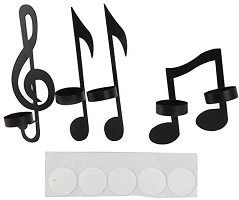 Black Metal Wall Sconce, 4 Music Symbol Candle Holders, Wall Mount Candlestick Candle Holders, Unique Music Note Candle Holder Decor for Weddings Porch Yard Pathway Home Decor