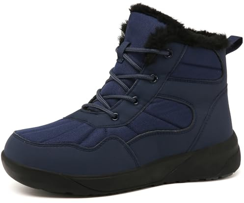ChayChax Stivaletti da Neve Donna Stivali Invernali Scarponcini Foderato Caldo Scarpe Inverno Impermeabili Stivaletti con Stringate,Blu scuro,40 EU