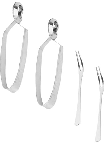 FUNOMOCYA 4pcs Stainless Steel Snail Tongs Fork Set Escargot Fork Snail Tong for Dining Utensil
